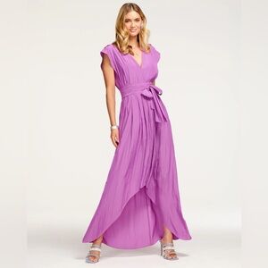Ramy Brook Womens Rebecca Satin Maxi Dress Sz 2 Purple